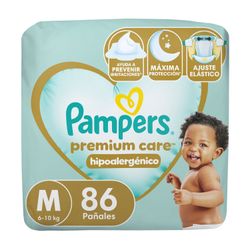 Pañales Pampers Premium Care Hipoalergénico Talla M 86 un.