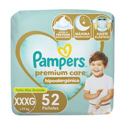 Pañales Pampers Premium Care Hipoalergénico Talla XXXG 52 un.