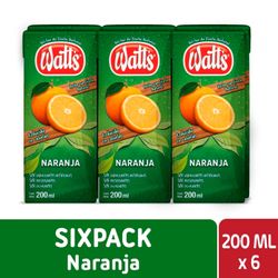 Pack 6 un. Néctar Watt's Naranja 200 cc