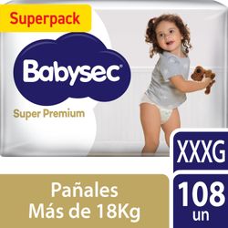 Pañales Babysec Super Premium Talla XXXG 108 un.