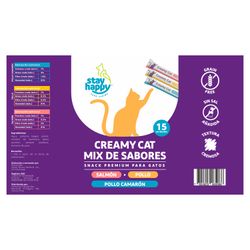 Snack Cremoso Gato Stay Happy 15 un.