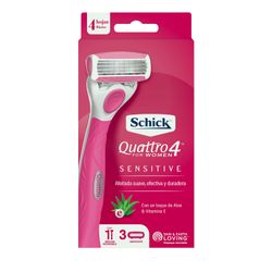 Máquina Depilatoria Schick Quattro Sensitive + 2 Repuestos