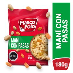 Maní con Pasas Marco Polo Bolsa 180 g