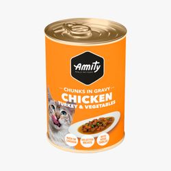 Alimento Húmedo Gato Amity Pollo y Pavo 415 g