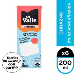 Pack 6 un. Néctar Durazno 0% Azúcar Añadida 200 ml