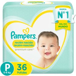 Pañales Pampers Premium Care Recién Nacido Talla P 36 un.