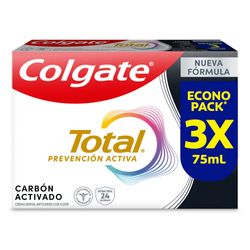 Pack 3 un. Pasta Dental Colgate Total Carbón Activado 75 ml