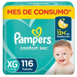 Pañales Pampers Confort Sec Talla XG 116 un.
