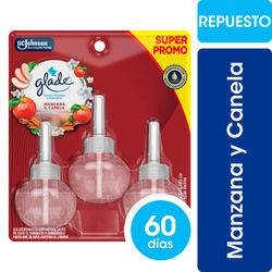 Pack 3 un. Desodorante Ambiental Glade Aceites Naturales Manzana y Canela Repuesto 21 ml