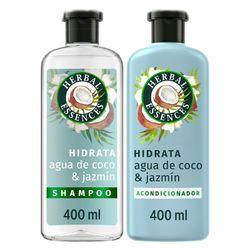 Pack Herbal Essences Hidrata Agua de Coco y Jazmín: Shampoo 400 ml + Acondicionador 400 ml