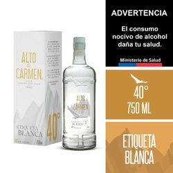 Pisco Alto del Carmen Etiqueta Blanca 40° Botella 750 cc