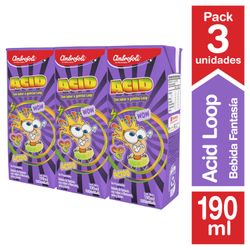 Pack 3 un. Bebida Ambrosoli Loop Acid 190 ml