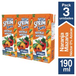 Pack 3 un. Néctar Sprim Zero Naranja Manzana 190 ml