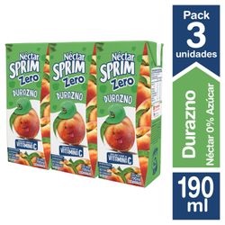 Pack 3 un. Néctar Sprim Zero Durazno 190 ml