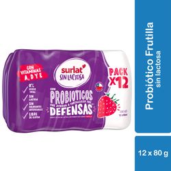 Pack 12 un. Yogurt Probiótico Surlat Sin Lactosa Frutilla