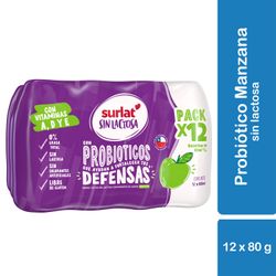 Pack 12 un. Yogurt Probiótico Surlat Sin Lactosa Manzana