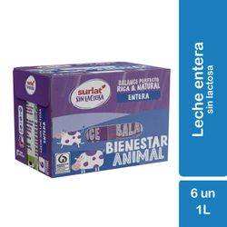 Pack 6 un. Leche Surlat Entera Sin Lactosa 1 L