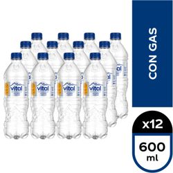Caja 12 un. Agua Mineral Vital Gasificada 600 ml