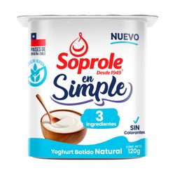 Yogurt Batido Soprole Natural En Simple 3 Ingredientes 120 g