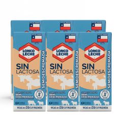 Pack 6 un. Leche Loncoleche Semidescremada Sin Lactosa 200 ml