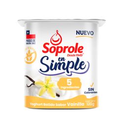 Yogurt Batido Soprole Simple Natural 5 Ingredientes Vainilla 120 g