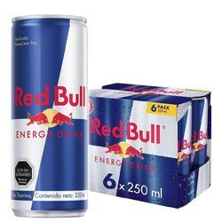 Pack 6 un. Bebida Energética Red Bull Lata 250 cc
