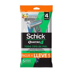 Máquina de Afeitar Schick Quattro Piel Normal 5 un.