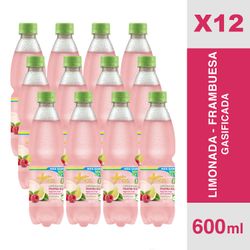 Caja 12 un. Agua Saborizada Mas Limonada Frambuesa Gasificada 600 ml
