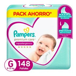 Pañales Pampers Premium Care Talla G 148 un.