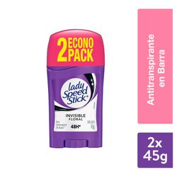 Pack 2 un. Desodorante Barra Lady Speed Stick Invisible Floral 45 g