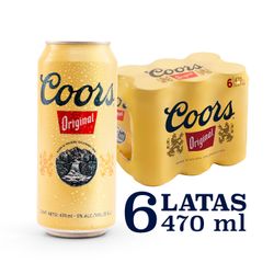 Pack 6 un. Cerveza Coors Lager 5.0° 470 cc