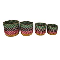 Set 4 Canastos Colores Fibra Natural