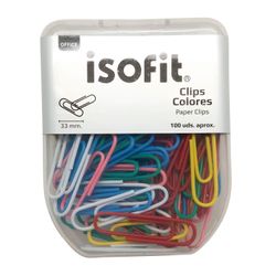 Caja de Clips de Colores Isofit 33 mm 100 un.