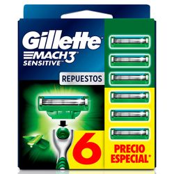 Repuestos Máquina de Afeitar Gillette Mach3 Sensitive 6 un.