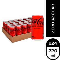 Pack 24 un. Bebida Coca-Cola Zero Lata 220 cc