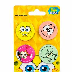 Set 4 Pins Metálicos Bob Esponja 2.0