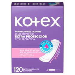 Protector Diario Kotex Largo Extra Protección 120 un.