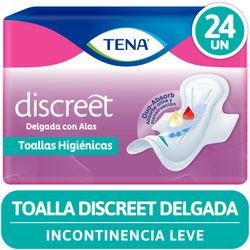 Toalla Femenina Tena Discreet Delgada con Alas 24 un.