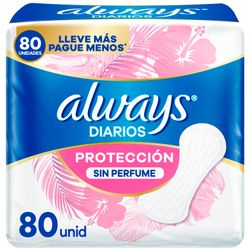Protectores Diarios Always Regular Sin Aroma 80 un.
