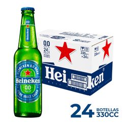Caja 24 un. Cerveza Heineken Cero 0° Botella 330 cc