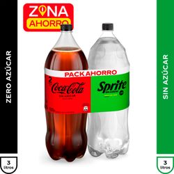 Pack Bebida Coca-Cola Zero 3 L + Sprite Zero 3 L