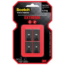 Gancho Multiuso Scotch Negro Pequeño 4 un.