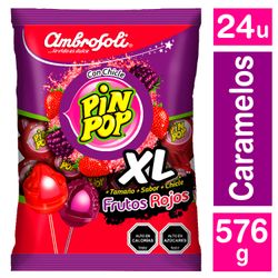 Chupetes Pin Pop XL Frutos Rojos 576 g 24 un.