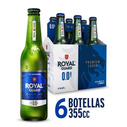 Pack 6 un. Cerveza Royal Guard Premium Lager Sin Alcohol 355 cc