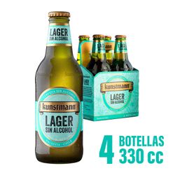 Pack 4 un. Cerveza Kunstmann Lager Sin Alcohol 330 cc