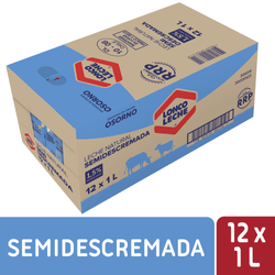 Pack 12 un. Leche Loncoleche Semidescremada 1 L