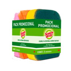 Esponja Scotch-Brite 1 Curly + 1 Cocina + 1 Cristal