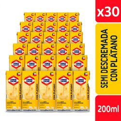 Caja 30 un. Leche Loncoleche Semidescremada Plátano 200 ml