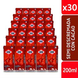 Caja 30 un. Leche Loncoleche Semidescremada Chocolate 200 ml