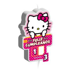 Vela de Cumpleaños Hello Kitty 2D con Números Adhesivos 1 un.